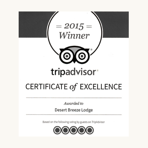 Desert Breeze Tripadvisor Certificate of Excellence 2015